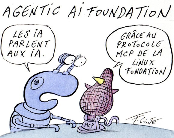 Dessin: IA agentique : le protocole MCP rejoint la Linux Foundation